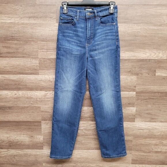 Express Straight Super High Rise Ankle Jeans Blue‎ Medium Wash Womens 2 - Picture 2 of 16